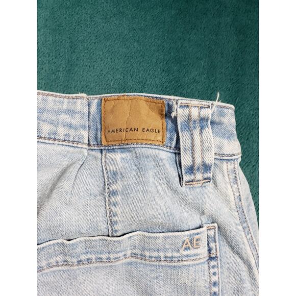 American Eagle Jeans Size 6 Womens Blue Stretch High Rise Baggy Wide Leg Cargo - Picture 13 of 14
